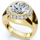 Certified 3 1/3Ct Men's Bezel Set Diamond Halo Signet Ring 14k Gold Lab Grown