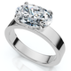 Certified 2Ct Oval East West Cigar Band Solitaire Engagement Ring Lab Grown