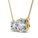1 1/2Ct Rounds Toi et Moi Diamond Pendant 14k Gold or Pt Lab Grown
