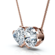 2Ct TW Toi et Moi Heart and Round Diamond Pendant 14k Gold 18" Chain Lab Grown