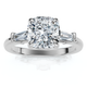 1 1/4ct Cushion & Baguette Diamond Engagement Ring 14k Gold/Platinum Lab Grown