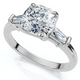 1 1/4ct Cushion & Baguette Diamond Engagement Ring 14k Gold/Platinum Lab Grown
