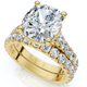 Certified 4Ct Cushion Diamond Engagement Wedding Ring Set 14k Gold/PT Lab Grown