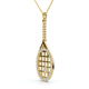 1/4Ct Diamond Pavé Tennis Racket Pendant Necklace 14k Gold Lab Grown