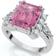 Pink Topaz 10x8mm & Diamond Ring 14k Gold Lab Grown