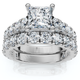 Certified 3Ct Princess Cut Diamond Engagement Ring Set 14k Gold Lab Grown