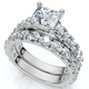 Certified 3Ct Princess Cut Diamond Engagement Ring Set 14k Gold Lab Grown