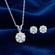 1/2Ct TW Diamond Solitaire Necklace Studs Set 14K White Gold Lab Grown