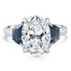 Certified 4.70Ct Oval Diamond & Blue Sapphire Ring 14k White Gold Lab Grown