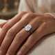 Certified 4.70Ct Oval Diamond & Blue Sapphire Ring 14k White Gold Lab Grown