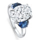 Certified 4.70Ct Oval Diamond & Blue Sapphire Ring 14k White Gold Lab Grown