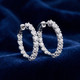 3Ct Diamond Lab Grown Inside Outside Hoops 14k Gold Eearrings 1" Tall
