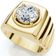Men's 2Ct Certified Ridged Solitaire Ring Gold Lab Grown