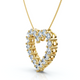 3Ct Diamond Heart Pendant Gold Lab Grown 1" Tall 18" Necklace