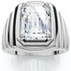 Men's Certified 4Ct Emerald Cut Diamond Ring Ridged Gold Band Lab Grown