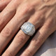 Men's Certified 4Ct Emerald Cut Diamond Ring Ridged Gold Band Lab Grown