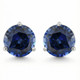7Ct Round Blue Sapphire Studs 9mm Women's 14k Earring 3 Prong Martini Lab Grown