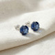 7Ct Round Blue Sapphire Studs 9mm Women's 14k Earring 3 Prong Martini Lab Grown