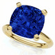 5Ct Cushion Blue Sapphire Solitaire Ring 14k Gold Lab Grown 10MM