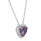 2 1/5Ct Amethyst Heart Diamond Pendant Gold Lab Grown 18" Necklace