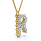 1Ct Diamond Initial "R" Pendant 14k Gold 18" Necklace Lab Grown 5/8" Tall