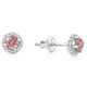 1/2 Ct Halo Pink Diamond Lab Grown Diamond Studs White Gold Screw Back Earrings
