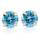 1/2ct Blue Lab Grown Diamond Studs 14K Yellow Gold Earrings