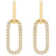 1/2Ct Diamond Paperclip Drop Earrings 10k Yellow Gold Women's 1" Tall Lab Grown