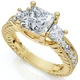 2 3/4CT Princess Cut Three Stone Vintage Diamond Engagement Ring Lab Grown 14k