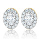 3/4Ct Oval Diamond Halo Earrings in White or Yellow Gold Lab Grown