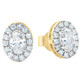 3/4Ct Oval Diamond Halo Earrings in White or Yellow Gold Lab Grown
