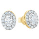 3/4Ct Oval Diamond Halo Earrings in White or Yellow Gold Lab Grown