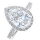 3 5/8Ct Pear Shape Halo Diamond Engagement Ring Lab Grown White or Yellow Gold
