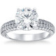 4 Ct Pave Round Diamond Engagement Ring in White Gold Lab Grown