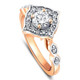 3/4Ct Round Moissanite & Lab Grown Diamond Engagement in Ring Rose or White Gold
