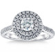 1 Ct T.W. Diamond Halo Moissanite Lab Grown Engagement Ring