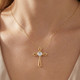 1Ct Cross Solitaire Heart Shape Diamond Necklace Gold Womens Necklace 1" Tall