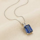 7 1/2Ct Blue Sapphire Diamond Solitaire Pendant 14k Gold Necklace Lab Grown