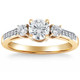 1 Ct T.W. Round Cut Three Stone Diamond Engagement Ring Lab Grown Gold