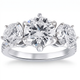 6 1/4 Ct Three Stone Diamond Engagement Ring Lab Grown White Yellow Rose Gold