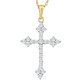 1/3Ct Diamond Cross Pendant 10k Yellow Gold Lab Grown Women's Necklace 1" Tall