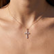 1/3Ct Diamond Cross Pendant 10k Yellow Gold Lab Grown Women's Necklace 1" Tall