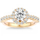 Halo Diamond & Moissanite Engagement Ring in White, Yellow, or Rose Gold