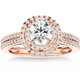 1 1/2Ct Moissanite & Diamond Double Halo Engagement Ring White Yellow Rose Gold