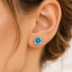 VS 2ct Blue Moissanite Studs 14K Yellow Gold Earrings