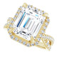 5 3/4Ct Emerald Cut Moissanite & Diamond Engagement Ring White Yellow Rose Gold