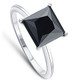 3Ct Black Moissanite Princess Cut Solitaire Engagement Ring 14k White Gold