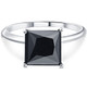 3Ct Black Moissanite Princess Cut Solitaire Engagement Ring 14k White Gold