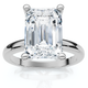 3Ct Emerald Solitaire Moissanite Engagement Ring in White Yellow or Rose Gold