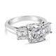 3 3/4 Ct Three Stone Asscher Cut Moissanite Engagement Ring 14k White Gold